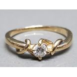 15ct yellow gold diamond solitare ring size M 1.7g gross