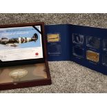 Large novelty Spitfire commemorative coin - Legend of the sky & 2 x gilded Royal Airforce ingots