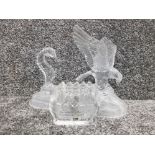 3 glass ornaments includes swedish lindshammer, eagle and seahorse