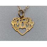 9ct gold special Mum pendant & chain 0.7g