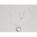 Silver heart shaped locket and chain 3.2g