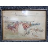 A watercolour by Victor Noble Rainbird "Morning on the Tyne" signed and inscribed 26 x 39cm