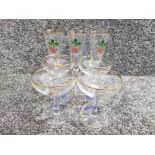 Set of 4 original babycham glasses and 3 original cherry glasses