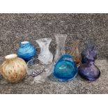 9 pieces of Miscellaneous glass to include caithness vases perfume bottle etc