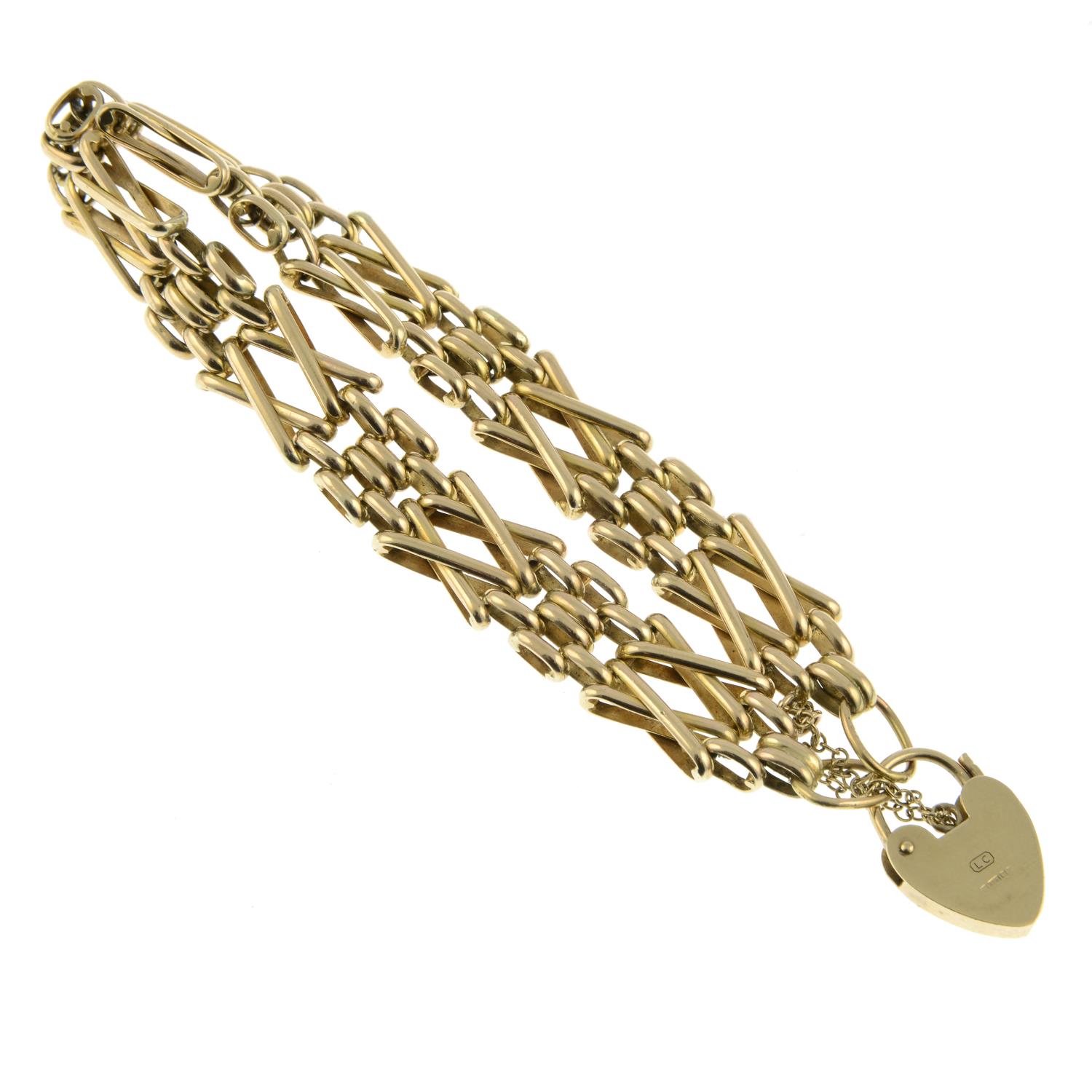 A 9ct gold fancy-link bracelet, with padlock clasp.Hallmarks for Birmingham, 1989.Length 20cms. - Bild 2 aus 2