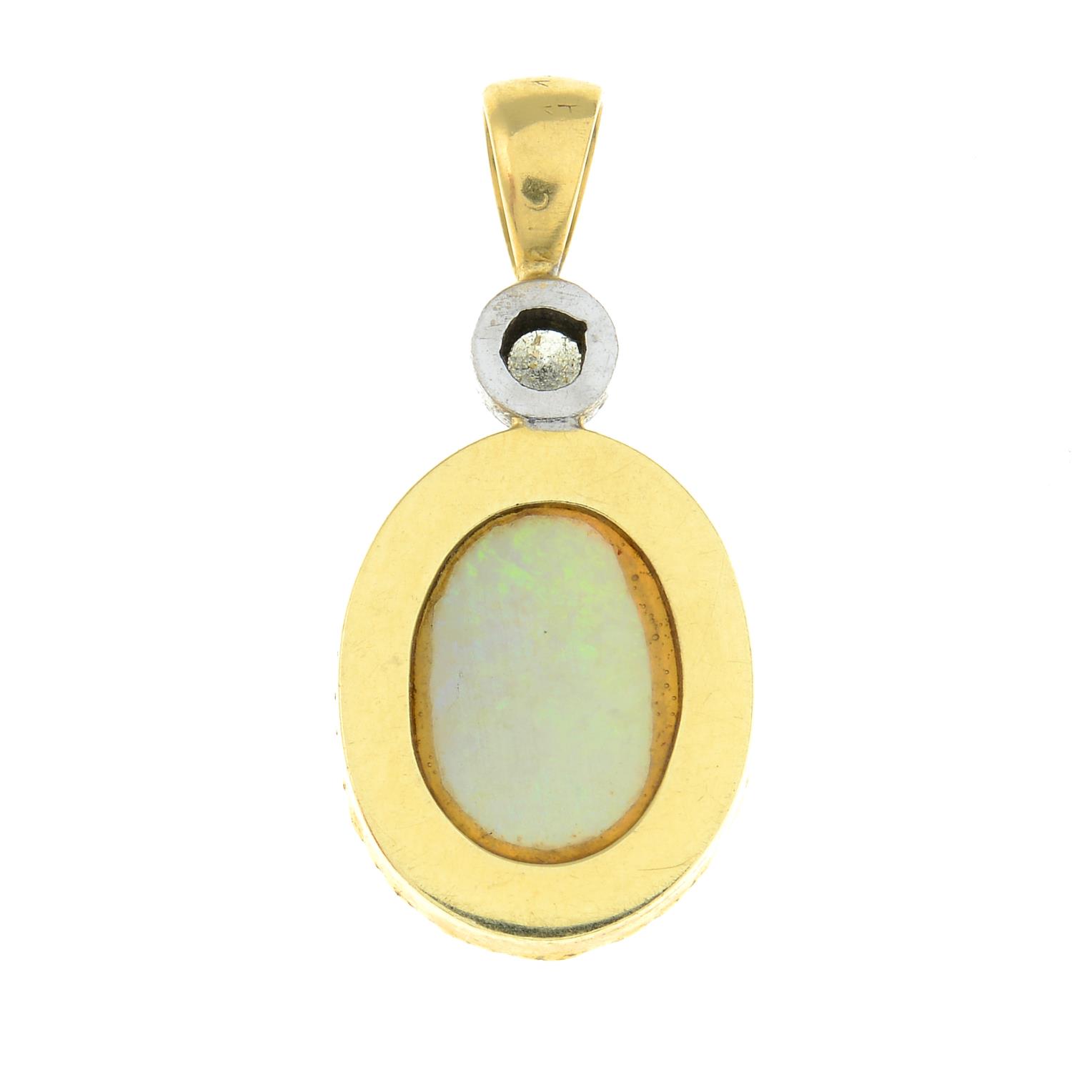 An opal and diamond pendant.Stamped 18K. - Image 2 of 2