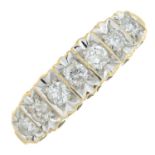 A 9ct gold brilliant-cut diamond seven-stone ring.Total diamond weight 0.50ct,