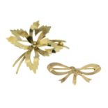 9ct gold bow brooch,