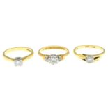 18ct gold diamond single-stone ring,