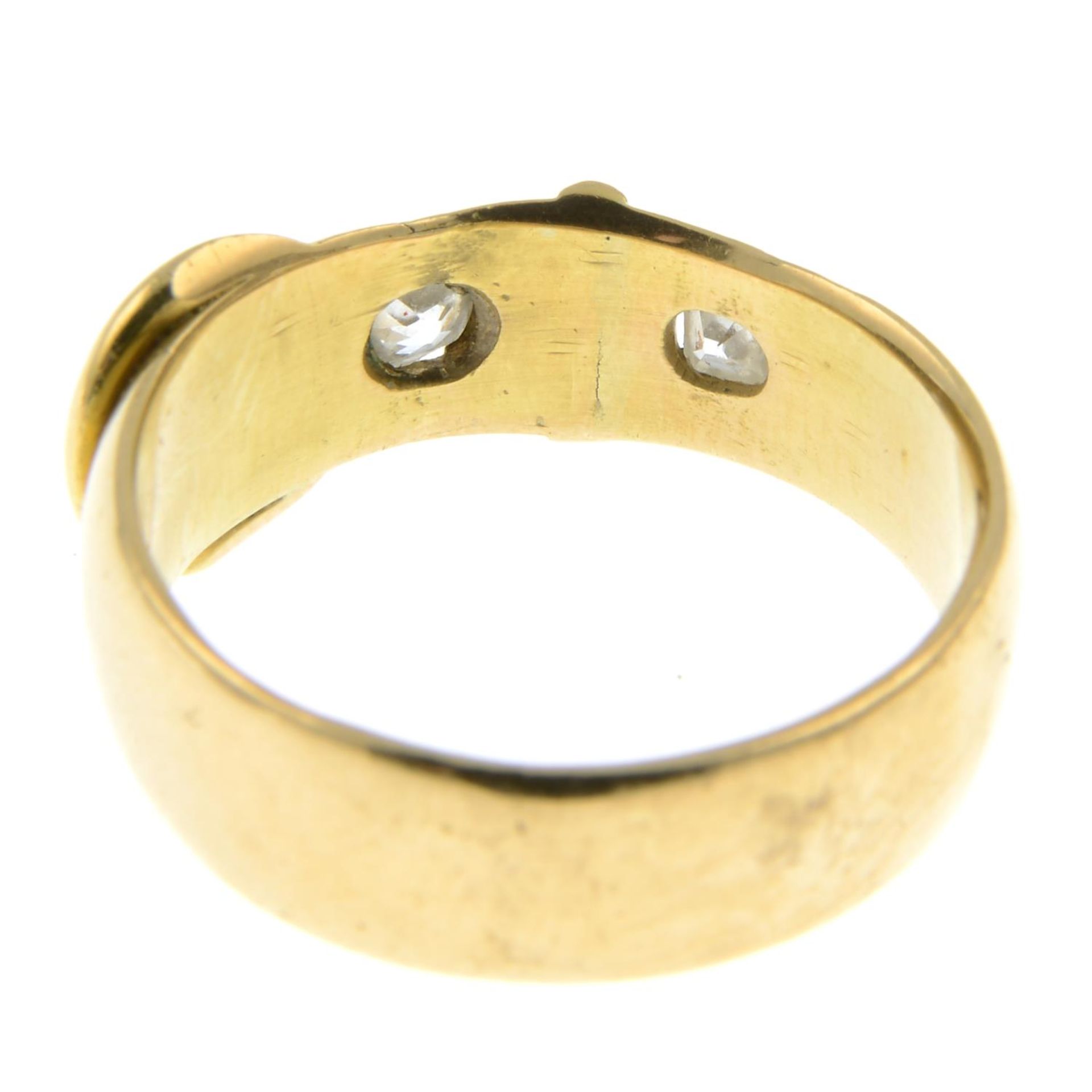 An 18ct gold old-cut diamond buckle ring.Estimated total diamond weight 0.25ct, - Image 3 of 3