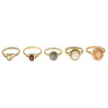 9ct gold citrine single-stone ring,