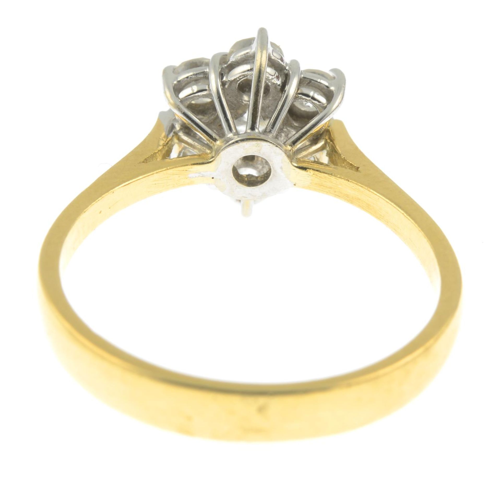 An 18ct gold diamond cluster ring.Estimated total diamond weight 0.55ct, - Image 2 of 2