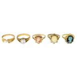 9ct gold opal single-stone ring,