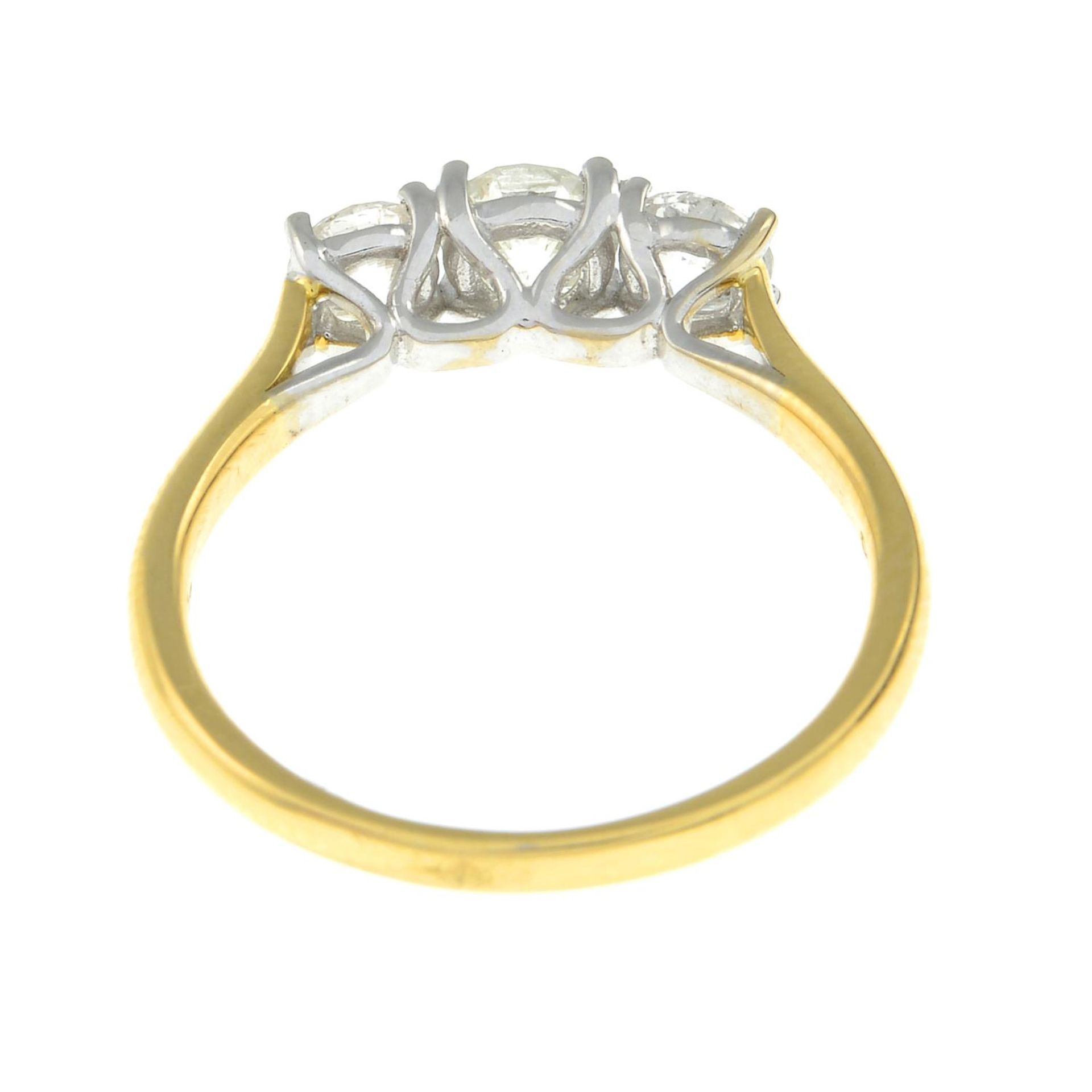 An 18ct gold diamond three-stone ring.Total diamond weight 1ct, - Image 3 of 3
