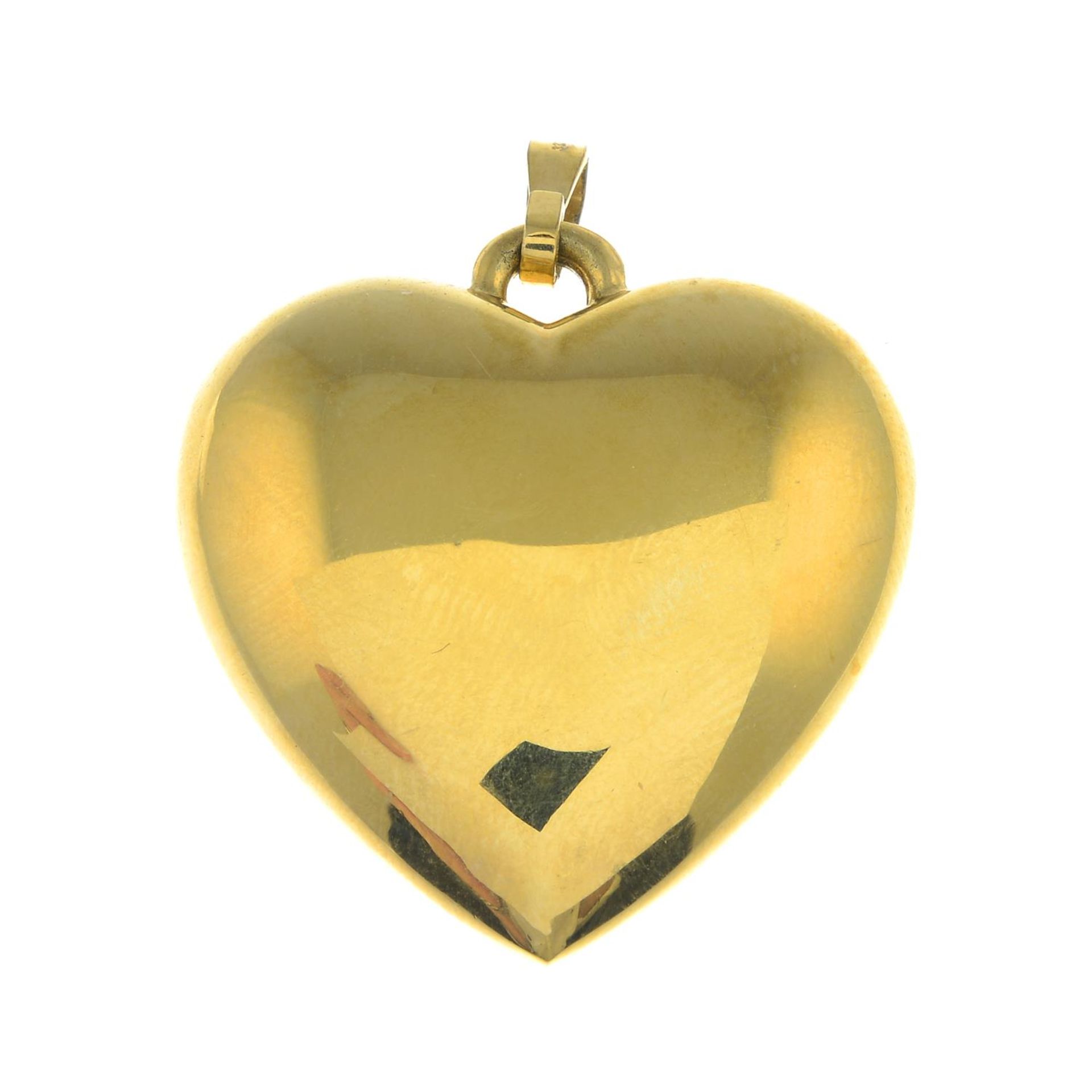 A heart pendant, with diamond accent.Length 3.8cms. - Image 2 of 2