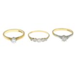 18ct gold diamond single-stone ring,