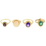 9ct gold opal single-stone ring,