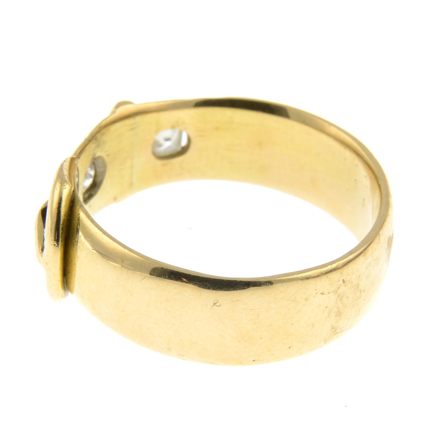 An 18ct gold old-cut diamond buckle ring.Estimated total diamond weight 0.25ct, - Image 2 of 3