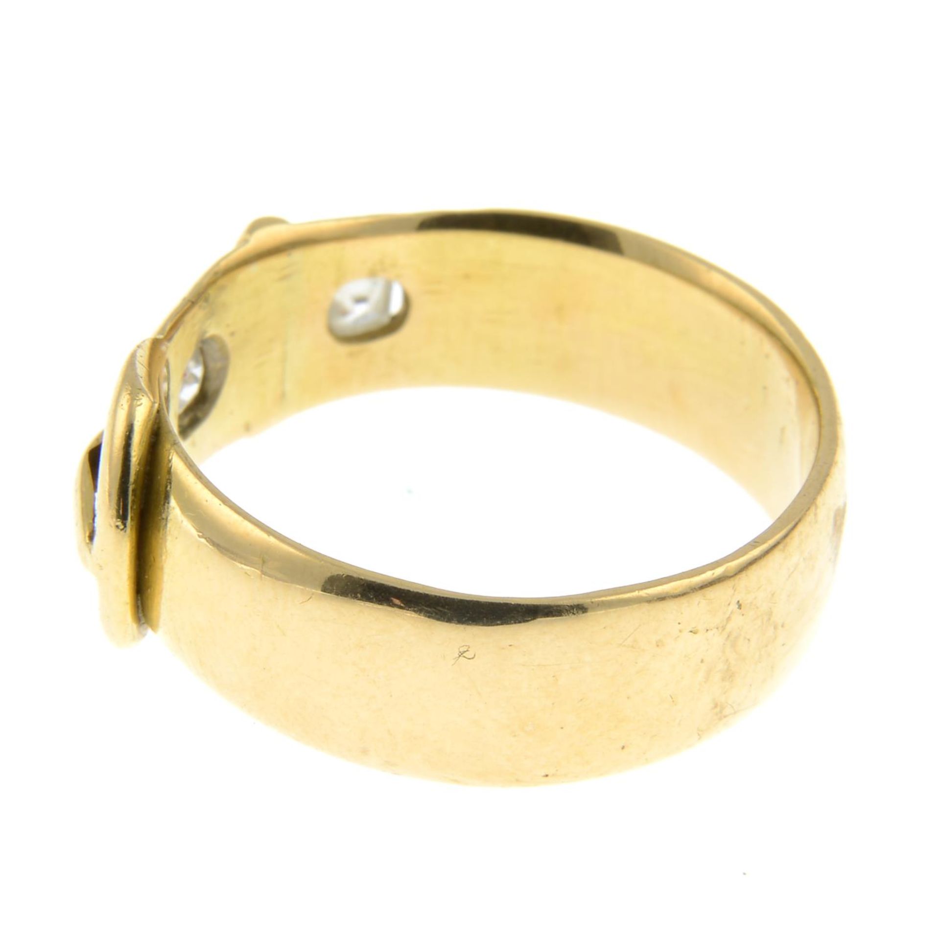 An 18ct gold old-cut diamond buckle ring.Estimated total diamond weight 0.25ct, - Image 2 of 3