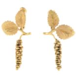 A pair of 9ct gold foliate and catkin earrings.