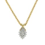 A 9ct gold brilliant-cut diamond cluster pendant,