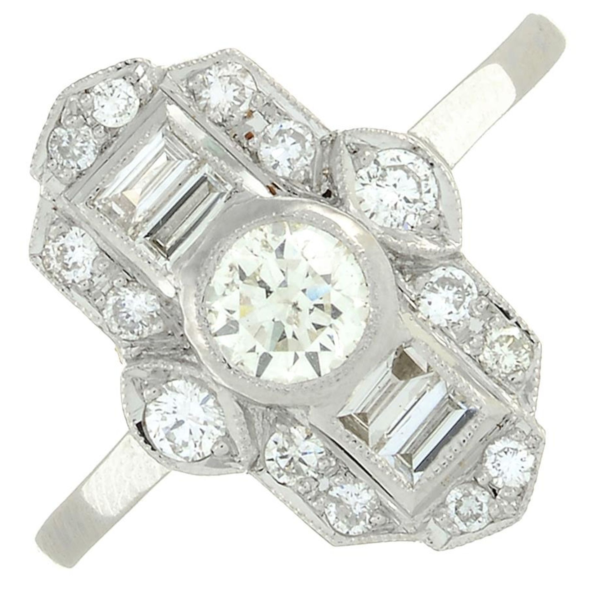 A diamond dress ring.Estimated total diamond weight 0.75ct,