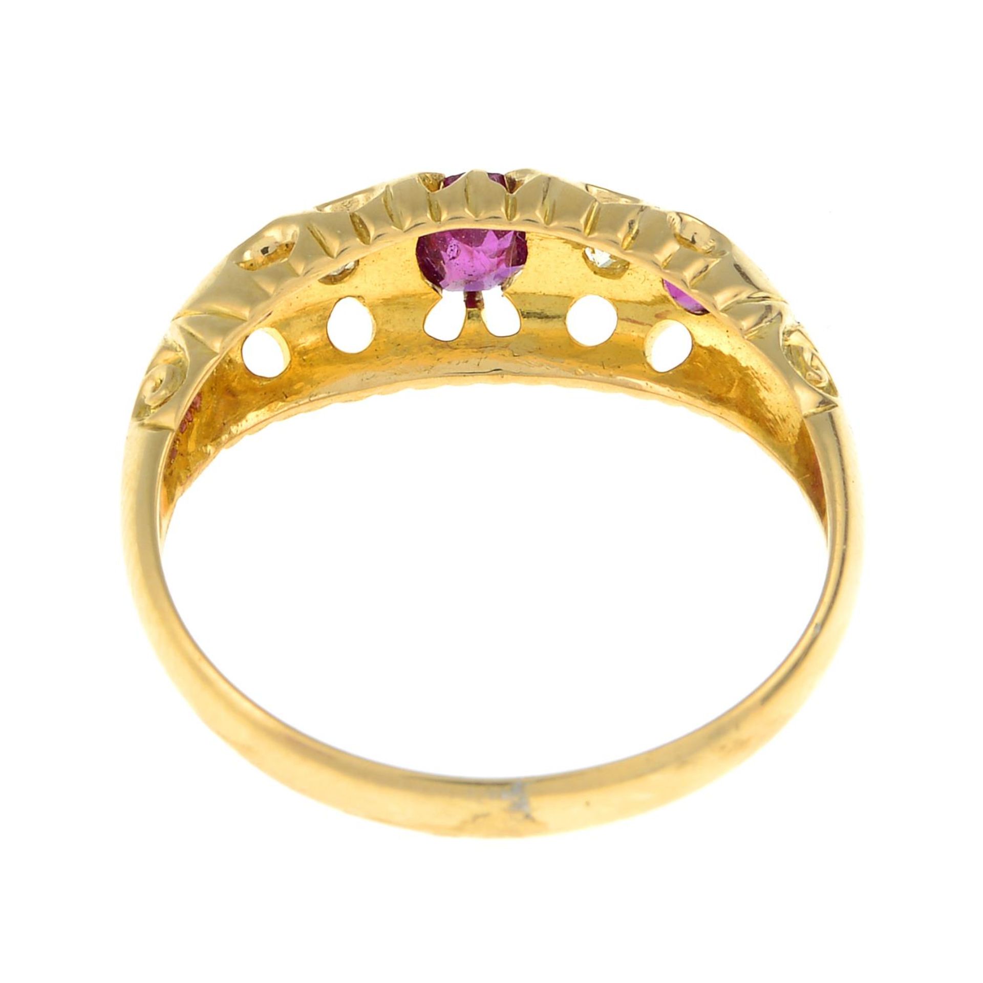 An early 20th century 18ct gold ruby and diamond ring.Hallmarks for Birmingham, 1914. - Image 3 of 3