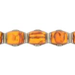 An Art Deco silver modified amber bracelet, by Staatliche Bernstein Manufaktur.