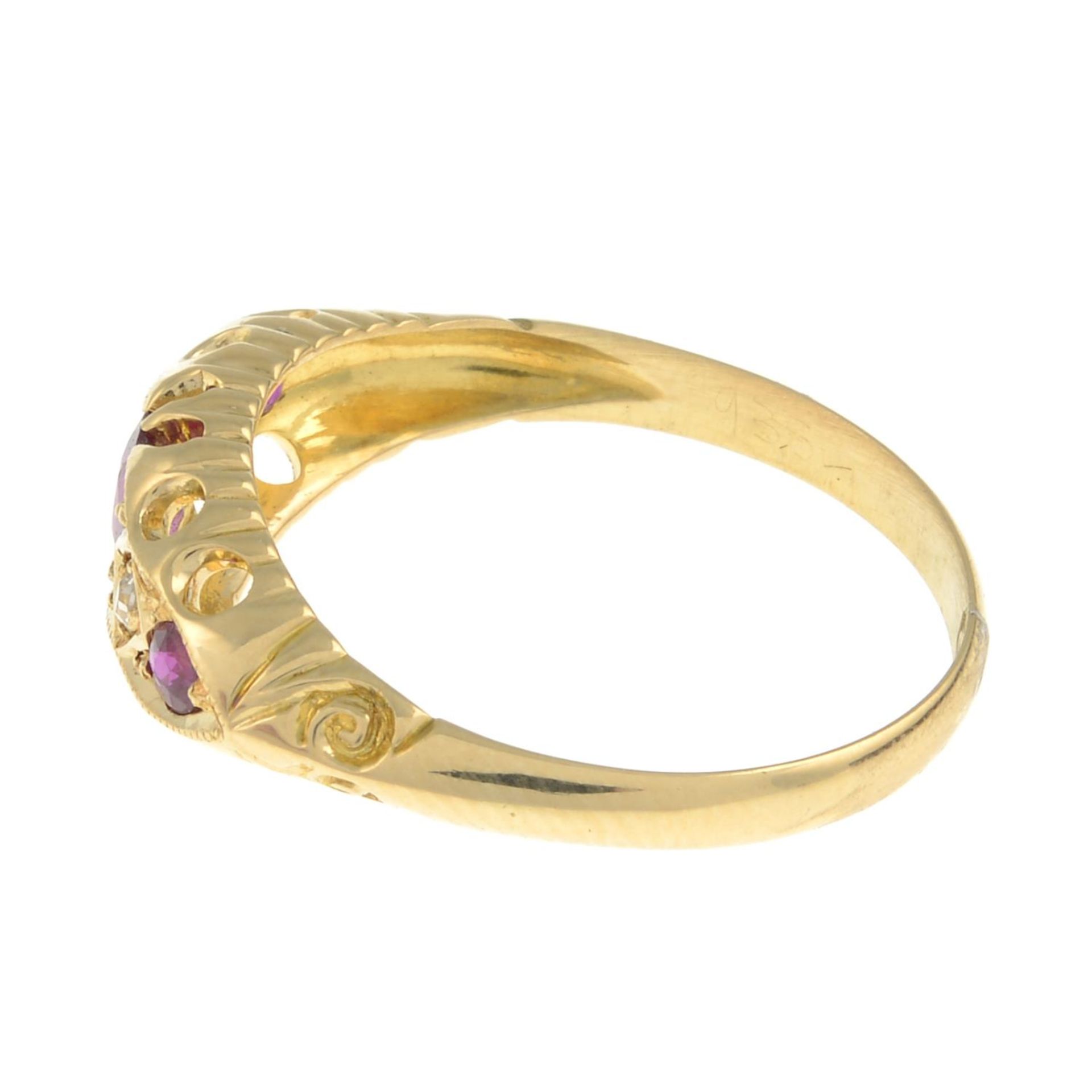 An early 20th century 18ct gold ruby and diamond ring.Hallmarks for Birmingham, 1914. - Image 2 of 3