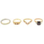 Two 9ct gold ruby and diamond rings,