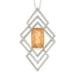 A topaz and diamond pendant,