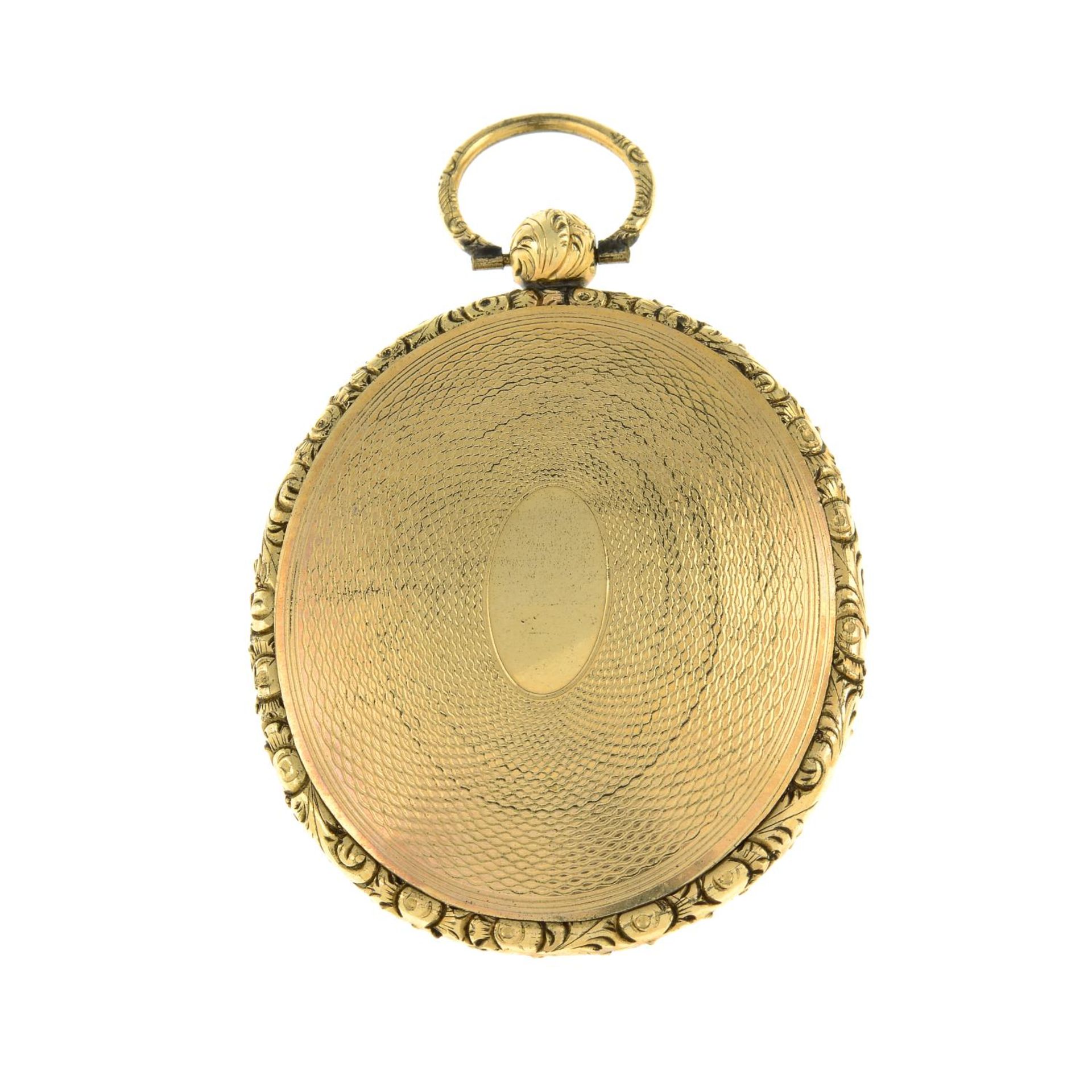 An oval locket, with engine-turned motif.Length 6.5cms. - Image 2 of 2