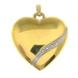 A heart pendant, with diamond accent.Length 3.8cms.
