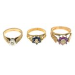 9ct gold ruby and diamond cluster ring,