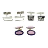 Two pairs of silver cufflinks,