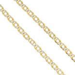 A 9ct gold bi-colour curb-link chain.Hallmarks for 9ct gold.