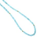 A topaz faceted bead necklace.Clasp stamped 585.Length 45cms.