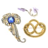 A pair of cannetille earrings and a small quantity of costume jewellery,