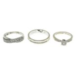 Three gem-set rings.9ct gold diamond dress ring,