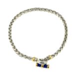 A silver and lapis lazuli necklace, by Gucci.Signed Gucci.