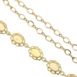 9ct gold opal bracelet, hallmarks for 9ct gold, length 19.5cms, 7.1gms.