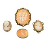 A selection of cameo jewellery,