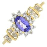 A 9ct gold tanzanite and diamond ring.Estimated total diamond weight 0.1ct.Hallmarks from
