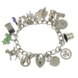 A silver charm bracelet, two further charm bracelets and assorted charms.Hallmarks for Birmingham.