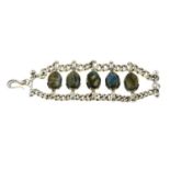 A silver labradorite and diamond bracelet,