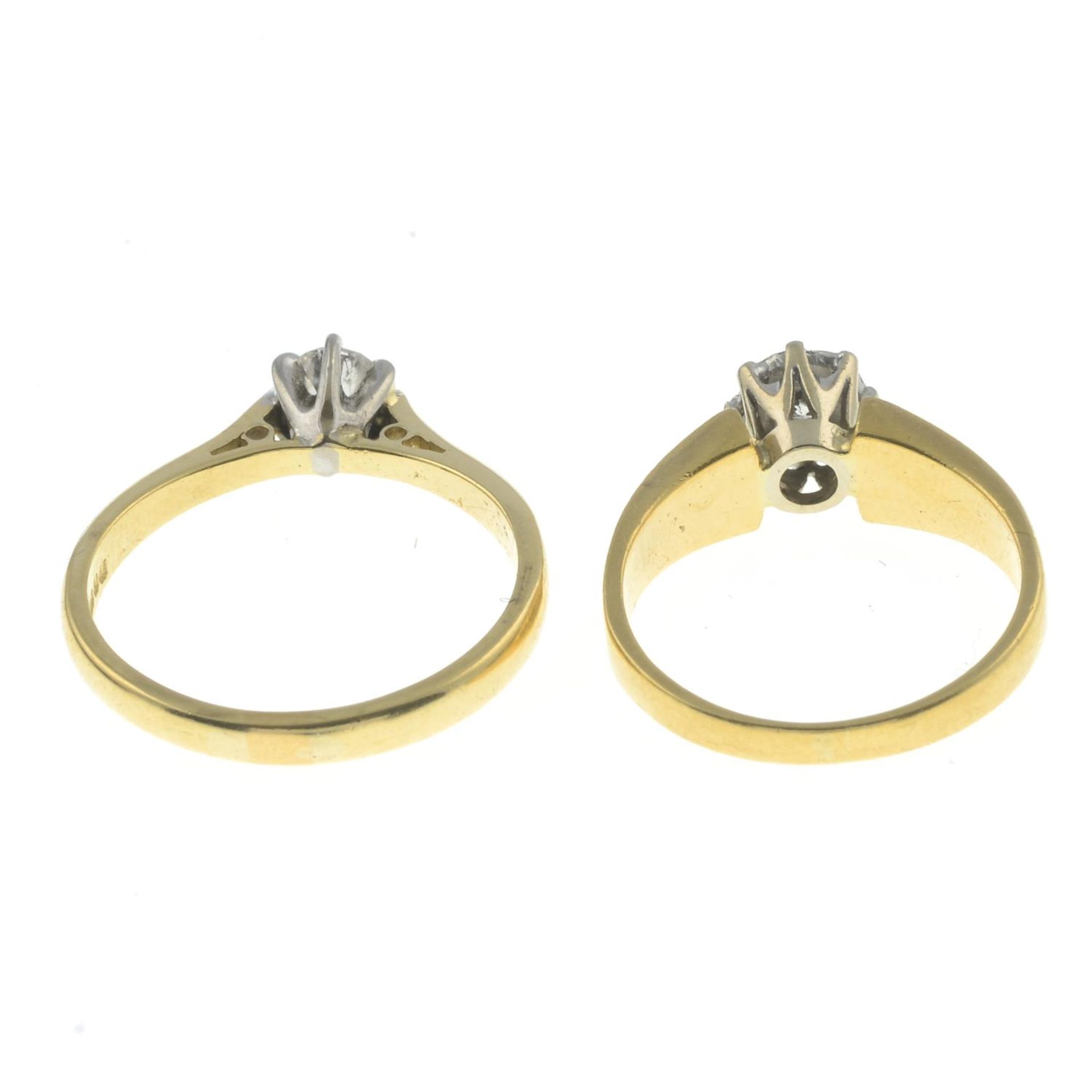Two 18ct gold diamond single-stone rings.18ct gold diamond single-stone ring, - Image 2 of 2