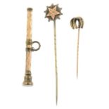 A 9ct gold horseshoe stickpin,