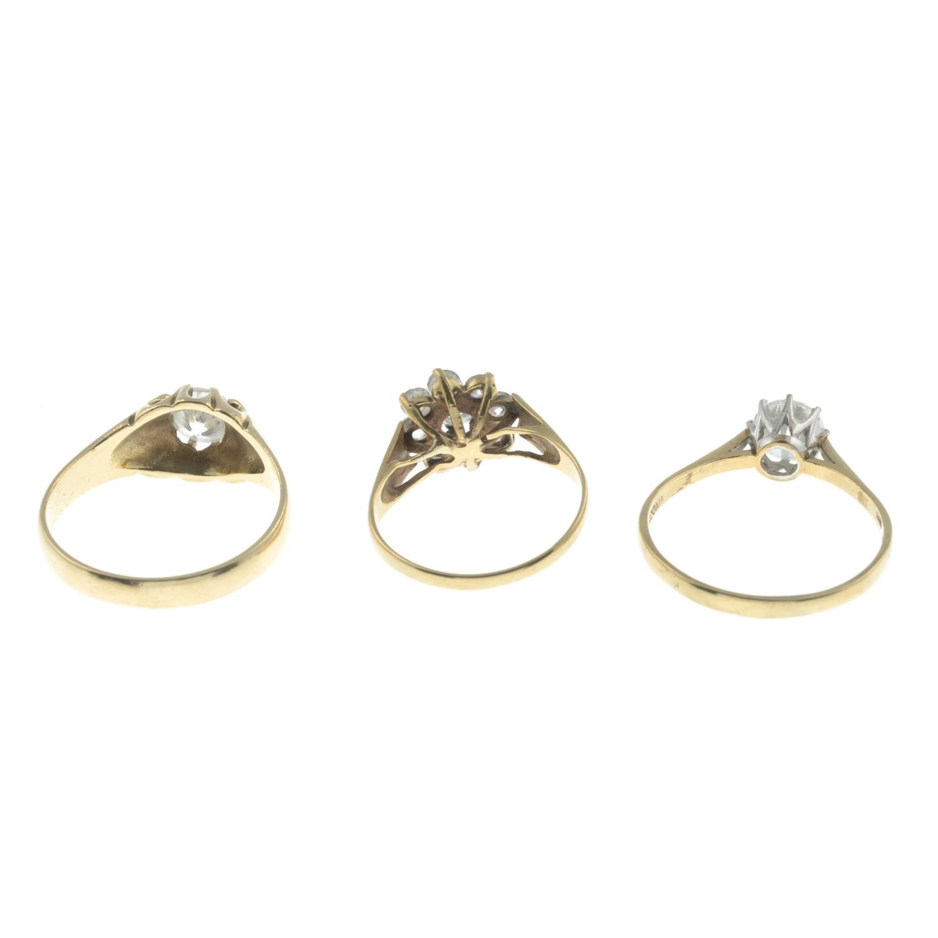 Three 9ct gold cubic zirconia rings.9ct gold cubic zirconia single-stone ring, - Image 2 of 2