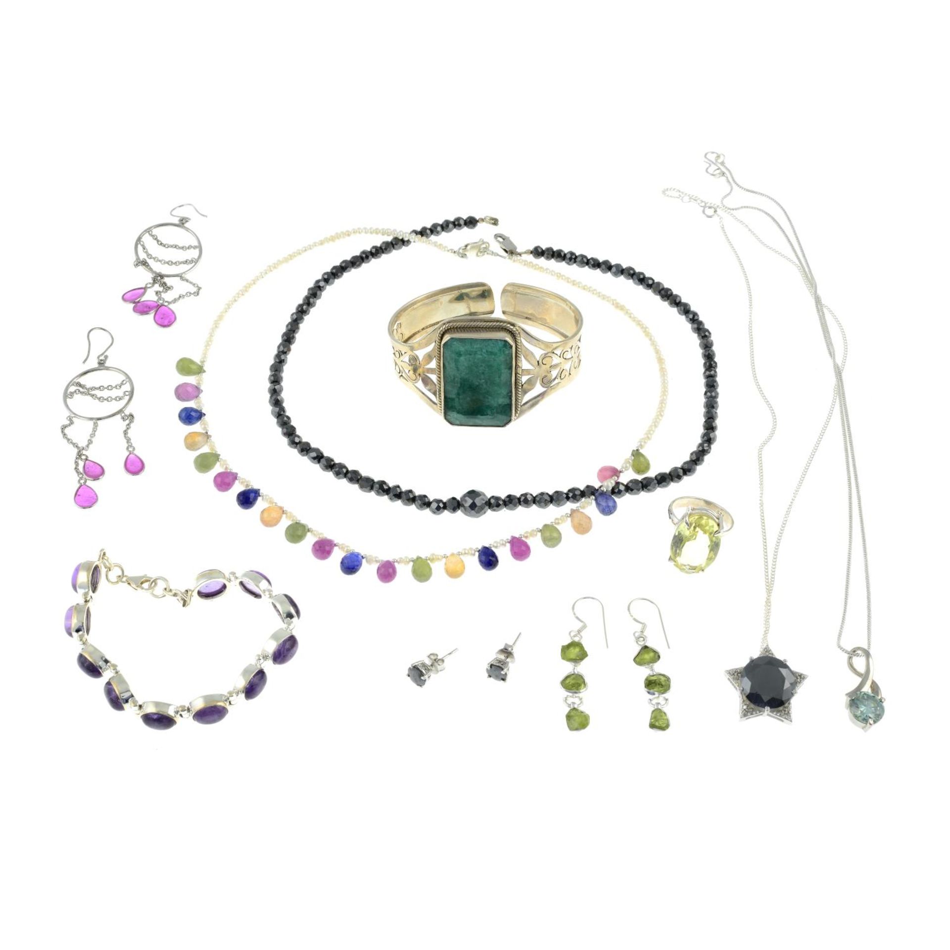 A selection of multi-gem set jewellery, - Image 2 of 2