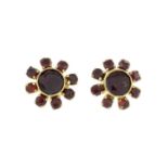 A pair of garnet cluster earrings.Length 1.1cms.